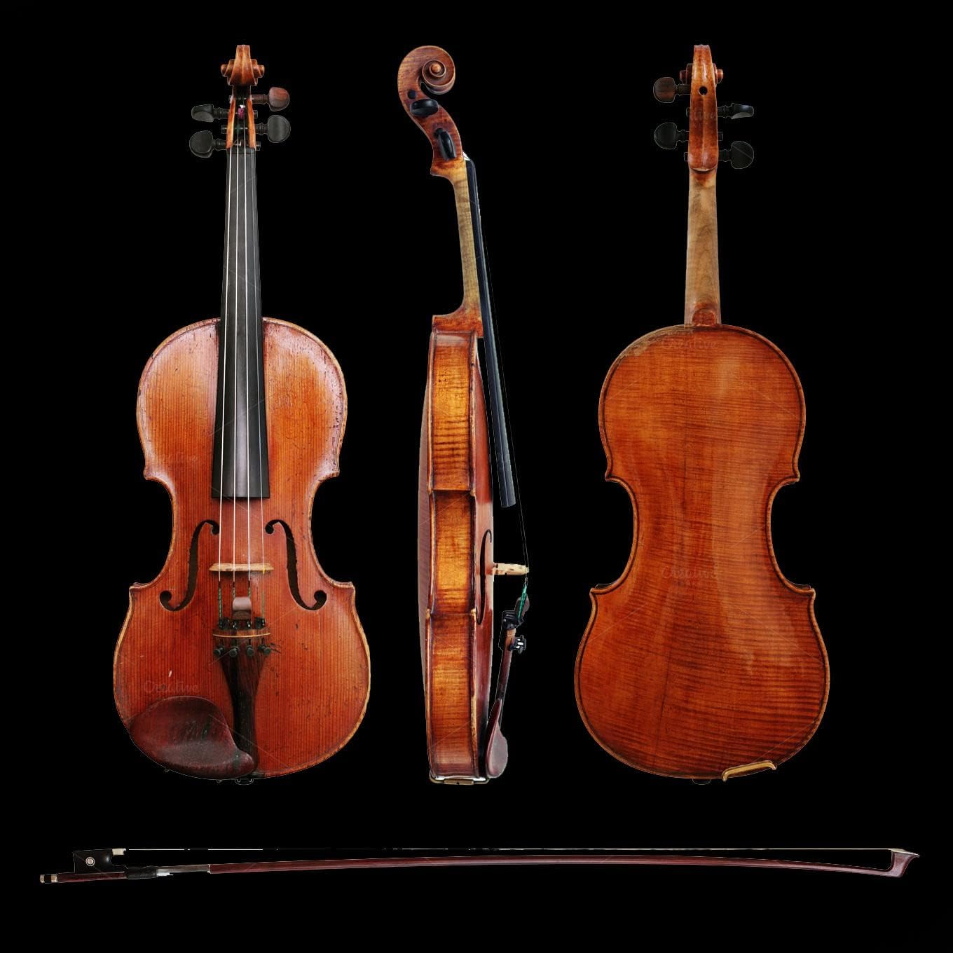 SALABLEZ Vivaldi Acoustic Violin Full Size with Bow, Rosin, Carrying Hard Case,Instrument for Beginners, Adults, Boys, Girls, Children, Kids (4/4,Brown) 