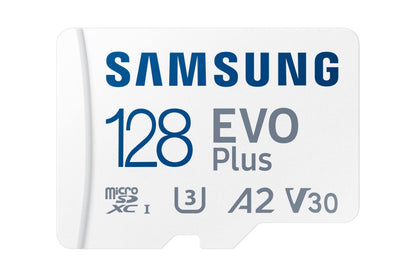 SAMSUNG EVO Plus 128GB Micro SDXC w/SD Adaptor, Up-to 160MB/s, Expanded Storage for Gaming Devices, Android Tablets and Smart Phones, Memory Card, MB-MC128SA/IN 