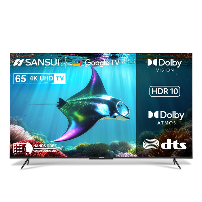 SANSUI 165 cm (65) | Ultra HD (4K) Smart Google TV | Zen Panel | Dolby Vision Atmos | Filmmaker Mode LED TV (JSW65GSUHDFF) 