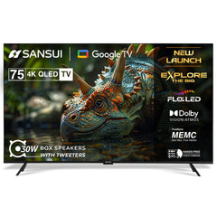 SANSUI 190 cm (75inch) 4K HDR Smart Google |HDR10+, HSR 120 Hz with Dolby Vision, Dolby Atmos & 30W Box Speaker QLED TV JSW75UG23QF (Midnight Black) 
