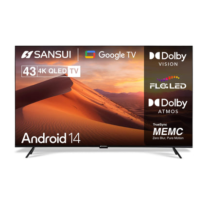 SANSUI 2025 New Launch 109cm (43) | 4K UHD Smart Google 5.0 (Android 14) | HDR10 & HLG| Dolby Vision| MEMC| HSR120 Hz| QLED TV | JSW43UG23Q (Black) 