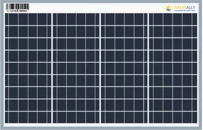 SAURALLY - A RENEWABLE INDIA. MADE IN INDIA! Aluminium Solar 40W 12V Solar Panel, 67 x 43 Cm 