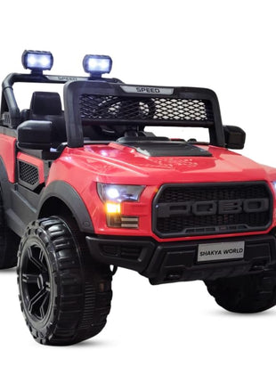 SHAKYA WORLD Pobo Battery Operated Jeep for Kids Ride on Toy Kids Car with Music & Light Electric Car Jeep Battery Car for Kids to Drive || Red Color 