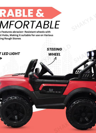 SHAKYA WORLD Pobo Battery Operated Jeep for Kids Ride on Toy Kids Car with Music & Light Electric Car Jeep Battery Car for Kids to Drive || Red Color 
