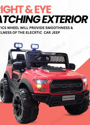 SHAKYA WORLD Pobo Battery Operated Jeep for Kids Ride on Toy Kids Car with Music & Light Electric Car Jeep Battery Car for Kids to Drive || Red Color 