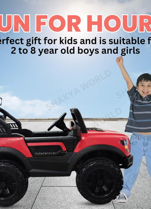 SHAKYA WORLD Pobo Battery Operated Jeep for Kids Ride on Toy Kids Car with Music & Light Electric Car Jeep Battery Car for Kids to Drive || Red Color 