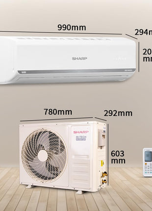SHARP 1.5 Ton 3 Star Inverter Split AC (Copper, 5in1 Convertible, Turbo Cool Technology, AntiCorrosive Gold Fin, 2025 Model, AHSI18V3BGC, White) 