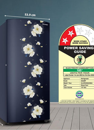SHARP 197 L Direct Cool Single Door 2 Star Refrigerator |Japan 7 Shield Protection|60 Mins Fast Ice |(Floral Fall Blue, SJ-DF225N2-PBF) 