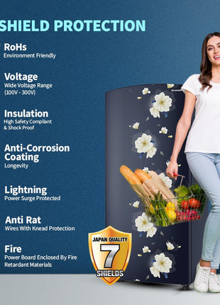 SHARP 197 L Direct Cool Single Door 2 Star Refrigerator |Japan 7 Shield Protection|60 Mins Fast Ice |(Floral Fall Blue, SJ-DF225N2-PBF) 