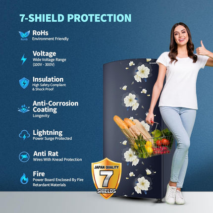 SHARP 197 L Direct Cool Single Door 2 Star Refrigerator |Japan 7 Shield Protection|60 Mins Fast Ice |(Floral Fall Blue, SJ-DF225N2-PBF) 