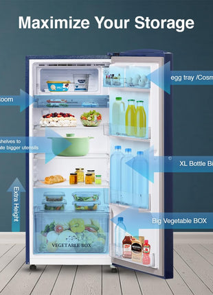 SHARP 197 L Direct Cool Single Door 2 Star Refrigerator |Japan 7 Shield Protection|60 Mins Fast Ice |(Floral Fall Blue, SJ-DF225N2-PBF) 