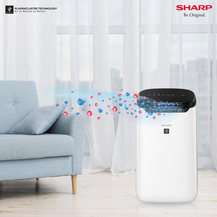 SHARP Room Air Purifier Fp-J60M-W With High Density Plasmacluster Ion Technology, Haze Mode, Sleep Mode And Anti-Pollen Mode | Coverage Area: Upto 550 Ft², White 