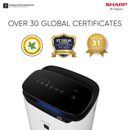 SHARP Room Air Purifier Fp-J60M-W With High Density Plasmacluster Ion Technology, Haze Mode, Sleep Mode And Anti-Pollen Mode | Coverage Area: Upto 550 Ft², White 