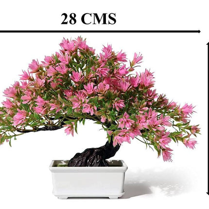 SHOI LITTLE Artificial Bonsai Tree Fake Plants for Home Office Room Wall Book Shelf Decor, Size Tall 8.5"(Pink) 