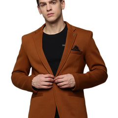 SHOWOFF Men's Notched Lapel Solid Tan Open Front Blazer-LBR-4500_Tan_M 