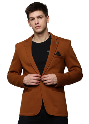 SHOWOFF Men's Notched Lapel Solid Tan Open Front Blazer-LBR-4500_Tan_M 