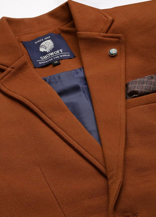 SHOWOFF Men's Notched Lapel Solid Tan Open Front Blazer-LBR-4500_Tan_M 