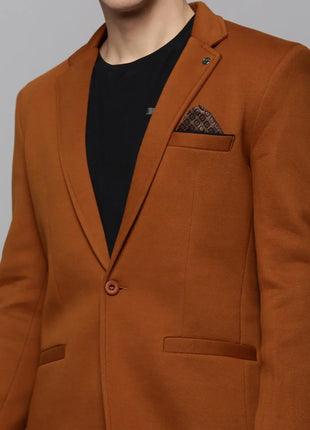 SHOWOFF Men's Notched Lapel Solid Tan Open Front Blazer-LBR-4500_Tan_M 
