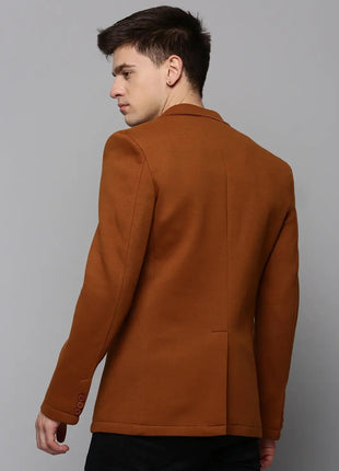 SHOWOFF Men's Notched Lapel Solid Tan Open Front Blazer-LBR-4500_Tan_M 