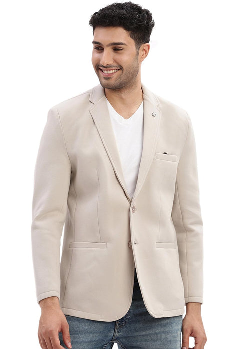 SHOWOFF Men's Single Breasted Slim Blazer (EX-Metty_Cream 