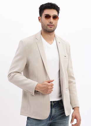 SHOWOFF Men's Single Breasted Slim Blazer (EX-Metty_Cream 