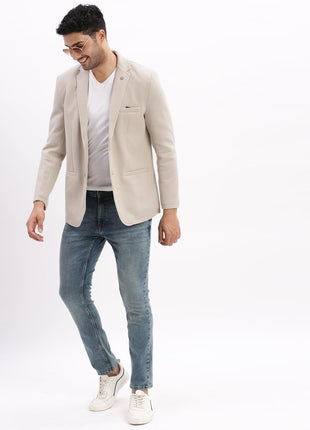 SHOWOFF Men's Single Breasted Slim Blazer (EX-Metty_Cream 