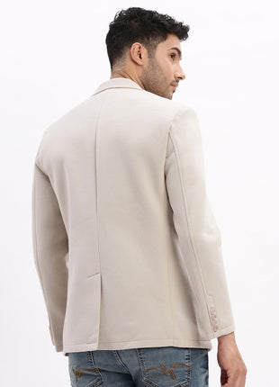 SHOWOFF Men's Single Breasted Slim Blazer (EX-Metty_Cream 