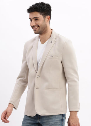 SHOWOFF Men's Single Breasted Slim Blazer (EX-Metty_Cream 