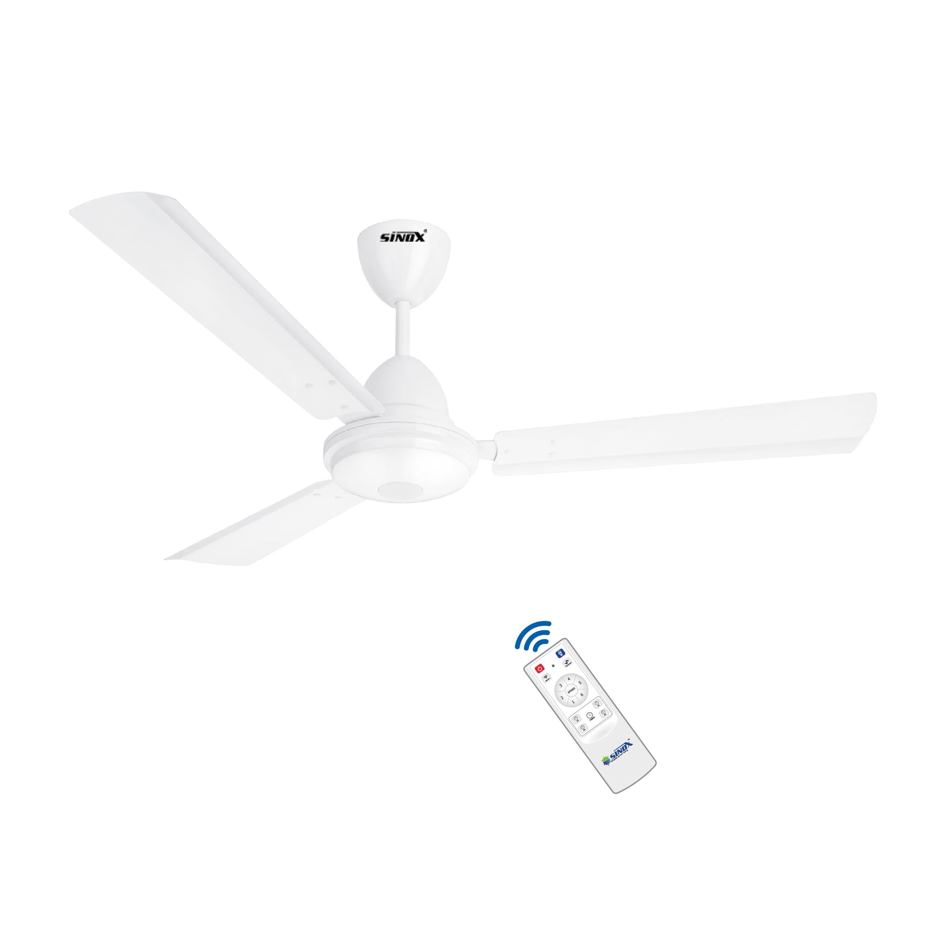 SINOX 12V DC 48" BLDC Solar Ceiling Fan 32 Watt with Remote Control High Speed 1200MM (WHITE) 