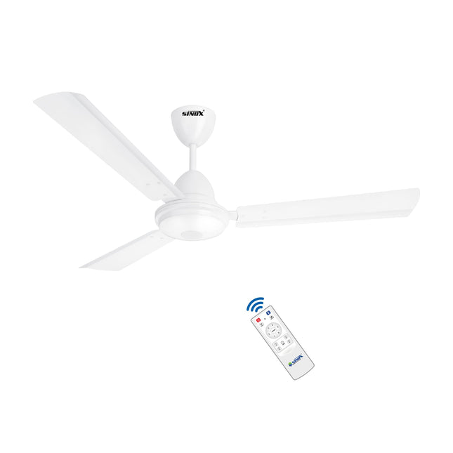 SINOX 12V DC 48" BLDC Solar Ceiling Fan 32 Watt with Remote Control High Speed 1200MM (WHITE) 