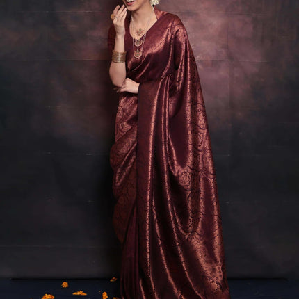 SIRIL Women's Pure Kanjivaram Silk Saree Soft Sarees Banarasi Style With Blouse Piece For Wedding (3991S495_Maroon) 