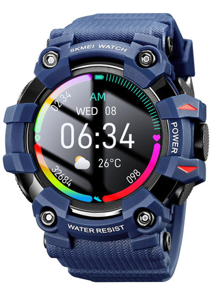 SKMEI New Launch Sport Smartwatch Full Touch Screen Dial, Zinc Alloy Frame ABS Case Men's Watch, TPU Rubber Blue Color Band, Bluetooth, Heart Rate, Blood Pressure & Oxygen Detection-S231 (Blue) 