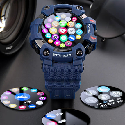 SKMEI New Launch Sport Smartwatch Full Touch Screen Dial, Zinc Alloy Frame ABS Case Men's Watch, TPU Rubber Blue Color Band, Bluetooth, Heart Rate, Blood Pressure & Oxygen Detection-S231 (Blue) 