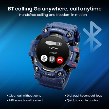 SKMEI New Launch Sport Smartwatch Full Touch Screen Dial, Zinc Alloy Frame ABS Case Men's Watch, TPU Rubber Blue Color Band, Bluetooth, Heart Rate, Blood Pressure & Oxygen Detection-S231 (Blue) 