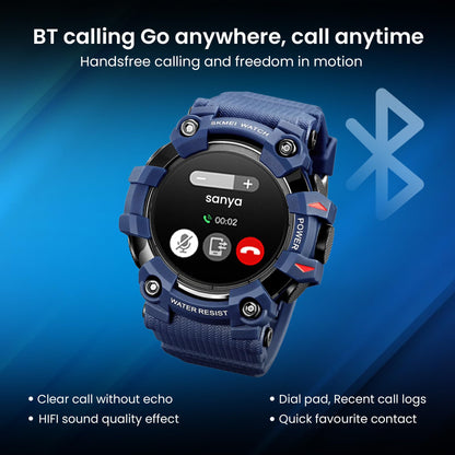 SKMEI New Launch Sport Smartwatch Full Touch Screen Dial, Zinc Alloy Frame ABS Case Men's Watch, TPU Rubber Blue Color Band, Bluetooth, Heart Rate, Blood Pressure & Oxygen Detection-S231 (Blue) 