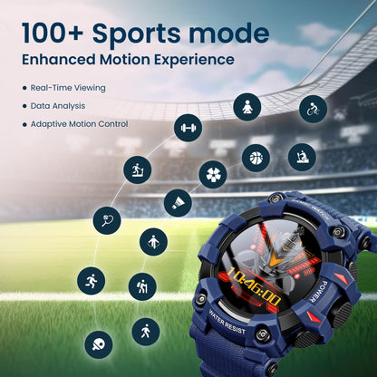 SKMEI New Launch Sport Smartwatch Full Touch Screen Dial, Zinc Alloy Frame ABS Case Men's Watch, TPU Rubber Blue Color Band, Bluetooth, Heart Rate, Blood Pressure & Oxygen Detection-S231 (Blue) 