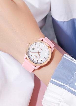 SKMEI New Launch Women's Quartz Analog Watch, Green Dial ABS & Stainless Steel Gold Case Women's Watch, Silica Soft Pink Band, Stylish, Lightweight & Waterproof 30M Fashion for Women - 2319 