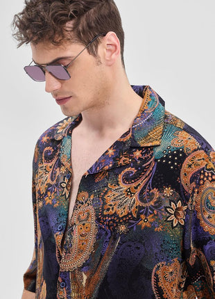 SNITCH Black Printed Box Fit Half Sleeve Oversized Shirts 