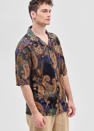 SNITCH Black Printed Box Fit Half Sleeve Oversized Shirts 