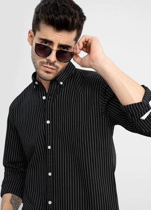 SNITCH Cotton Lining Regular Fit Shirt for Men (Black, XXL) 