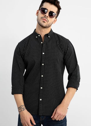 SNITCH Cotton Lining Regular Fit Shirt for Men (Black, XXL) 