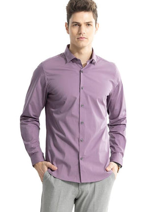 SNITCH Estonia Purple Spread Solid Slim Fit Shirt 