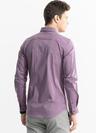 SNITCH Estonia Purple Spread Solid Slim Fit Shirt 
