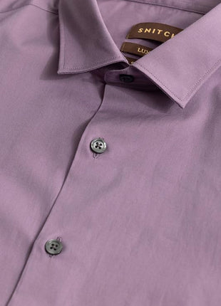 SNITCH Estonia Purple Spread Solid Slim Fit Shirt 