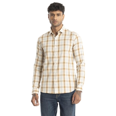 SNITCH Lamberto Light Brown Checks Shirts 