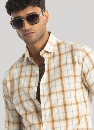 SNITCH Lamberto Light Brown Checks Shirts 