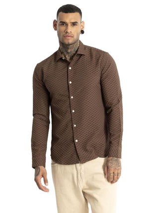 SNITCH Ludvig Light Brown Textured Shirts 