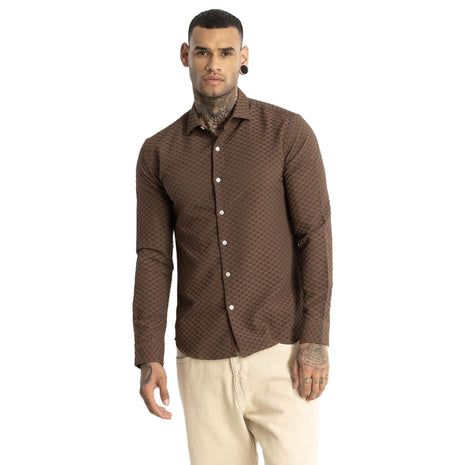 SNITCH Ludvig Light Brown Textured Shirts 