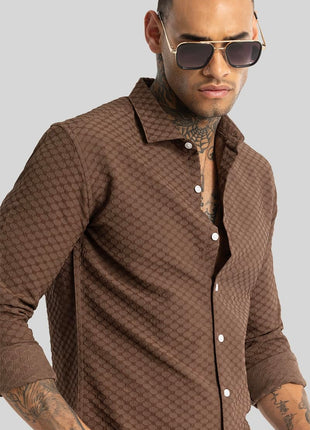 SNITCH Ludvig Light Brown Textured Shirts 
