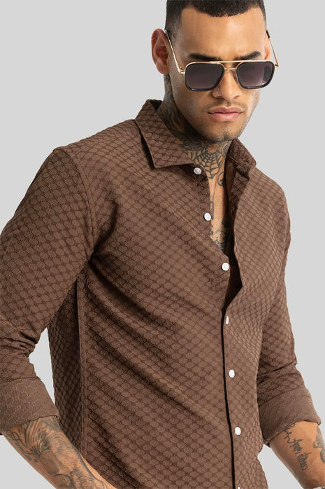 SNITCH Ludvig Light Brown Textured Shirts 